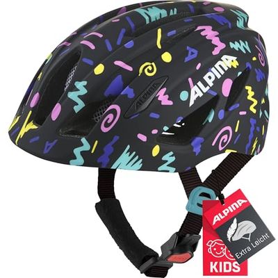 ALPINA PICO, black-confetti gloss, 50-55 cm, robuuste fietshelm voor kinderen, individueel aanpasbaar