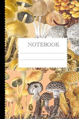Composition Notebook: Vintage Nature Collage Lined Ruled 110 Pages Journal Mushroom Cover