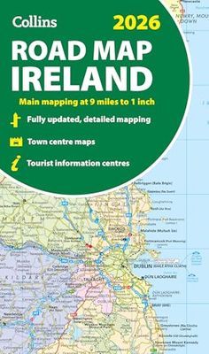 2026 Collins Road Map of Ireland: Clear and detailed folded map of Ireland