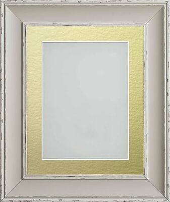 Frame Company Brooke Moonstone Grey Photo Frame, Gold Mount, 9x7 for 7x5 inch, fitted with perspex