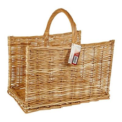RUECAB - Range-bûches - Panier à bûches de bois, panier de transport pour bois de chauffage en Osier, panier à bûches en Osier - Osier naturel - Modèle MANILA - Dimensions : 51 x 50 x 38cm