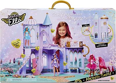 MGA’s Dream Ella Majestic Castle - Toy for Kids - Two Storey Portable Castle Playset - Fits Two 29cm Fashion Dolls - Includes Working Doors, Furniture & Accessories, For Toddlers Ages 3 Years Plus
