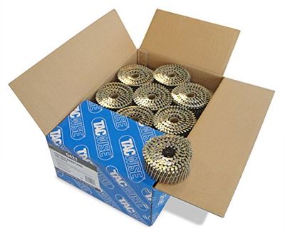 Tacwise 0421 Pregos em bobina plana sem acabamento tipo 2,5 x 45 mm, ponta diamante, haste anelada, inclinada a 16°, enrolada com fio, embalagem de 9000