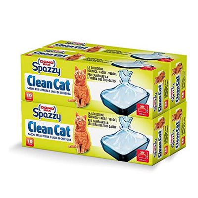 Domopak Spazzy Clean Cat Sacchetti per Lettiera, 40 Sacchetti con Laccetti, 9888