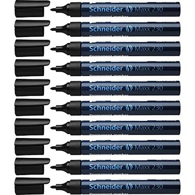 Schneider Maxx 230 Marcadores permanentes, recarregáveis, Cap Off Ink, corpo de alumínio, 1 a 3 mm, cor preta