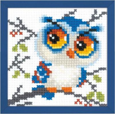 Riolis 1784 Scops Kit de point de croix en coton Motif chouette Multicolore 1010 cm
