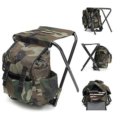 Zstar Chaise de Camping Pliante Oxford - Sac à Dos Pliable - Chaise de Camping avec Sac - 100 kg Maximum - Camouflage - Portable - pour Le Camping, la pêche
