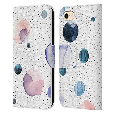 Head Case Designs Licenciado Oficialmente Ninola Puntos del círculo Moderno 2 Carcasa de Cuero Tipo Libro Compatible con Apple iPhone 7/8 / SE 2020 & 2022
