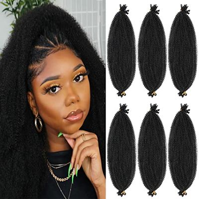 Pre-Separated Spring Twist Hair 24 Inch Long 6 Packs Soft Afro Twist Crochet Hair with Toka for Distressed Butterfly Locs Synthetic Marley hair Twist Braids Hair Extensions For Black Women (1B )