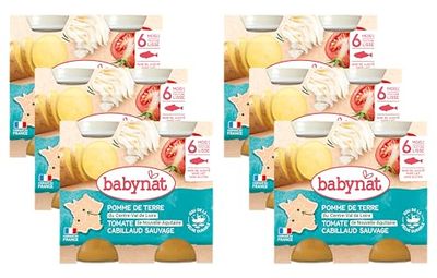 Babybio - Petits Pots Pomme de Terre du Val de Loire Cabillaud 2x200 g - 6+ Mois - BIO - Lot de 6