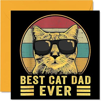Birthday Cards for Dad from the Cat - Best Cat Dad Ever - Happy Birthday Card from for Dad, Funny Gifts, 145mm Joke Father's Day Greeting Cards Gift Daddy Papa