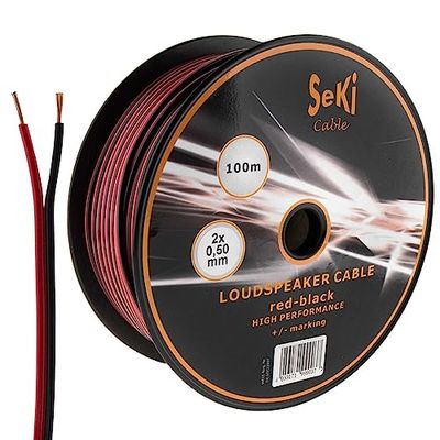 Luidsprekerkabel 2x0,50mm2-100m - rood-zwart - CCA - audiokabel - luidsprekerkabel