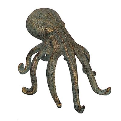 Creative Co-op Eclectic Cast Iron Octopus Figurine Phone/Tablet Holder, Finish Decoración Decorativa, Hierro, Acabado de pátina