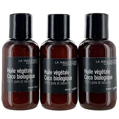 La Manufacture Cosmétique Aceite Acondicionador de Coco Orgánico para Cuidado del Cabello y Piel Seca, Primera Presión en Frío, Calmante y Nutritivo 300 ml