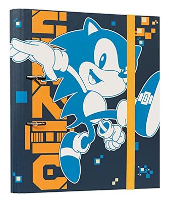 Grupo Erik Sonic The Hedgehog 2 Ring Binder - A4 Folders Ring Binder - 10.6 x 12.6 inches / 27 x 32 cm - Ring Binder A4 - A4 Ringbinder - A4 Files 2 Ring Binder