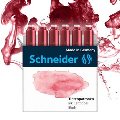 Schneider Cartucce d'Inchiostro per Penna Stilografica Colori Pastello Confezione da 6, Rosa (Blush), Formato Standard