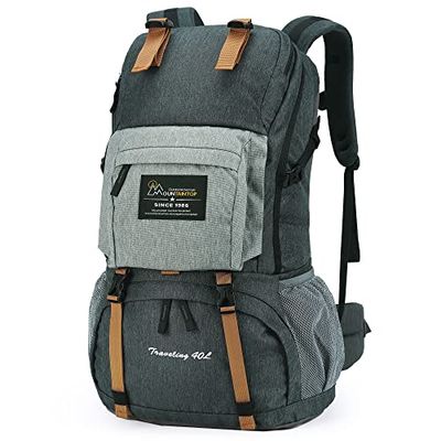 MOUNTAINTOP Wandelrugzak voor dames en heren, 40 liter, trekkingrugzak, backpacker, reisrugzak, outdoor, camping, klimmen, rugzak met regenhoes