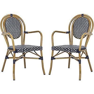 Safavieh EUP4014A-SET2 - Set di 2 sedie da bistrot Francine in rattan Wicker, 59 x 50 x 88,9 cm, colore: Blu marino/Bianco