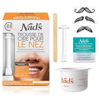Nad’s Trousse de cire pour le nez pour hommes et femmes - Trousse d’épilation des poils de nez rapide et facile, Kit de Cire Épilation Nez