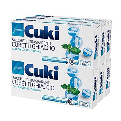 Cuki Sacchetti Ghiaccio, 280 Cubetti, 6 Confezione da 10 Pezzi, Plastica