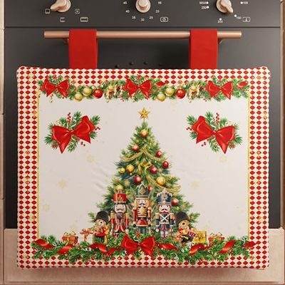 PETTI Artigiani Italiani - Cache-Four de Noël 40x50 cm, Housse de Four avec Motifs Festifs, Tissu en Microfibre Anallergique et Facile à Nettoyer, Motif 'Casse-noisette Rouge', 100% Fabriqué en Italie