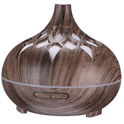 SIXTOL Palm Aroma Difuzer 500 ml, ultrasone luchtbevochtiger, voor luchtbevochtiging en geur van thuis, slaapkamer, kantoor, aromatherapie, voor etherische oliën (grijs hout)