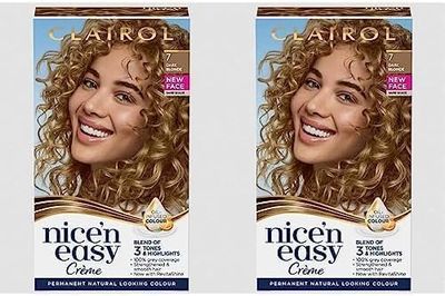 Clairol Nice'n Easy Crème, Natural Looking Oil Infused Permanent Hair Dye, 7 Dark Blonde (Pack of 2)