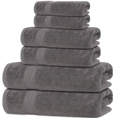 Lot de 6 serviettes de bain légères à séchage rapide, très absorbantes, 100 % coton turc, pour salle de bain, invités, piscine, salle de sport, camping, voyage, dortoir universitaire (serviette de