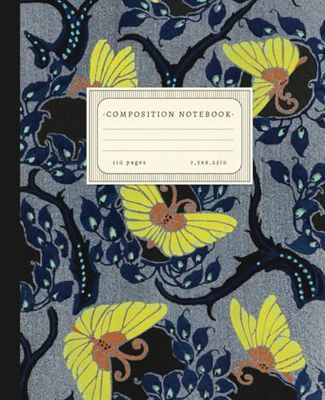 Composition Notebook: College Ruled: butterfly Vintage Pattern | Cute Aesthetic Journal For School, College, Office, Work | Dark Academia