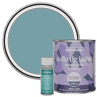 Rust-Oleum Peinture Bleue Résistante à l'eau pour Carrelage de Salle de Bain, Finition Brillante - Océan 750ml