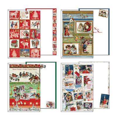 Toscane Carte Pregiate Kerstkaarten Kerstman, vintage verpakking, meerkleurig, 8009162323141