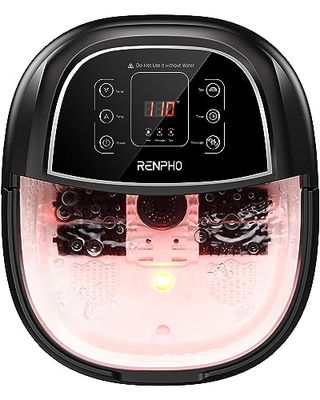 Foot Spa Massager, RENPHO voetenbad met snelle verwarming, automatische massage, krachtige bubbelstralen, gemotoriseerde Shiatsu massagerollen, pedicure voor vermoeide voeten, verstelbare timer en temperatuur, zwart