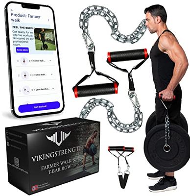 VIKINGSTRENGTH Boerenwandelgrepen, Strongman uitrusting in paar + T-bar rijhandgrepen, Viking persbevestiging