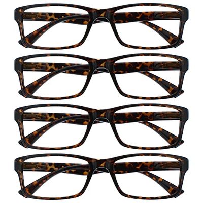 The Reading Glasses Company Marrone Tartaruga Lettori Valore 4 Pacco Stile Designer Uomo Donna Rrrr92-2 +1,50-88 Gr