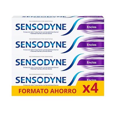 Sensodyne Gengive dentifricio con fluoro, sollievo per denti sensibili, protezione duratura contro la sensibilità dentale, confezione da 4 x 75 ml