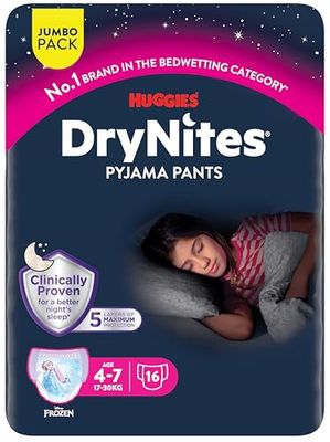 HUGGIES DryNites Girl's, 4-7 Years Jumbos (64 Pants) Disney Frozen