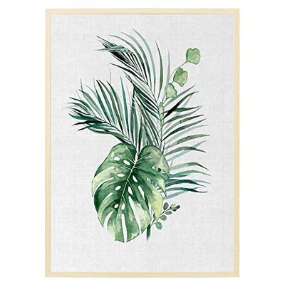 Arterby's® - Premium Poster Quadro Cornice Tela Canvas Dipinto Mood -Illustrazione Piante e Fiori Moderni - Made in Italy - HD Tela con Cornice Colore Legno 40x50 cm A0031 D002