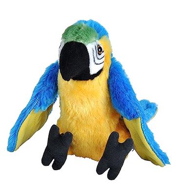 Wild Republic Cuddlekins Mini Ara Bleu et Jaune, Animal en Peluche, 20 cm, Cadeau pour Bébés, Peluche Écologique, Rembourrage Fabriqué à Partir de Bouteilles d’Eau Recyclées