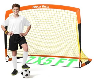 Dimples Excel fotbollsmål pop up fotbollsmål för barn trädgård fotboll grind fotboll bollgrind, orange svart x 1, 7 x 5 tum