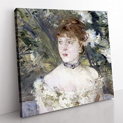 Young Girl In A Ball Gown by Berthe Morisot Classic Painting Canvas Wall Art Print Ready to Hang, Framed Picture for Living Room Bedroom Home Office Décor, 50x50 cm (20x20 Inch)