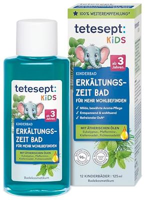 tetesept Bagno per bambini per la stagione fredda con 4 oli essenziali - Additivo rilassante per il relax e il riscaldamento - 1 x 125 ml