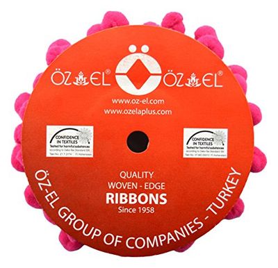 Ozelaplus PomPom Trim, 10mm / 2m, Fuchsia, Cotton Blend, 11 x 11 x 3 cm
