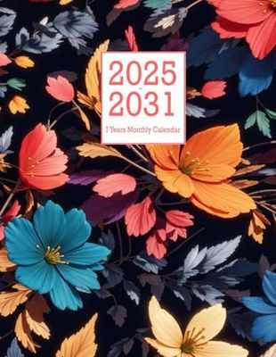 7 Year Monthly Calendar 2025-2031: 84 Month - January 2025 Through December 2031 With Inspirational Quotes & Holidays / Large Size 8.5 x 11 / Floral Design