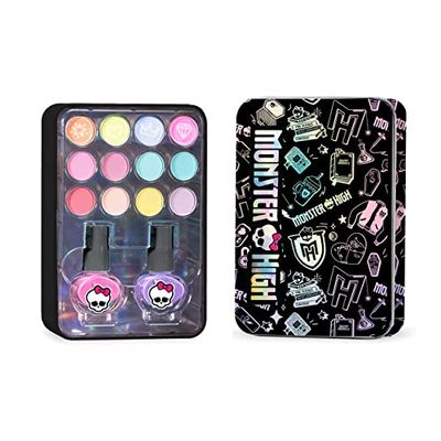 Nice Group - Monster High Tin Case Nail & Make Up Set, Makeup Kit with Eyeshadow and Enamel