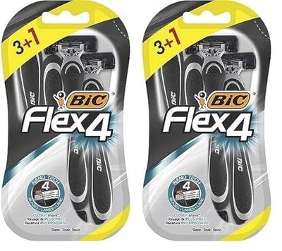 BIC Flex4 maquinillas de afeitar desechables para hombre, para un afeitado apurado y rápido, Blíster de 3+1 cuchillas de afeitar, Estándar (Paquete de 2)