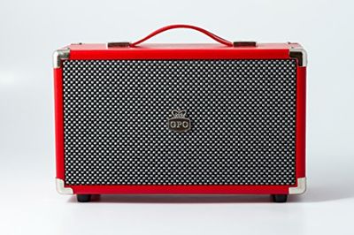 GPO Westwood Altifalante Bluetooth - portátil, retro, 25 watts, subwoofer, entrada RCA, grade retro, alça de transporte - vermelho