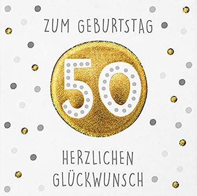 Perleberg Birthday Card for 50th Birthday - Elegant Birthday Card with Envelope - Beautiful Birthday Cards 15 x 15 cm - Birthday Card for a Successful Surprise