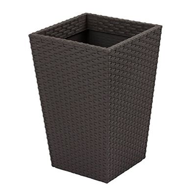 Keter - Vaso pequeno vime, base quadrada; 100 % material reciclado; 29 x 29 x 44 cm; capacidade 24 l; cor cinzento grafite