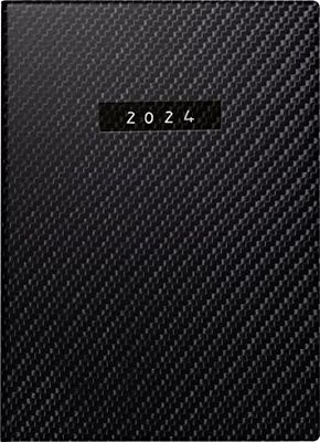 rido/idé Daily calendar ''Carbon'' model Technik II 2024 Desk Planner 1 page = 2 days sheet size 10 x 14 cm black