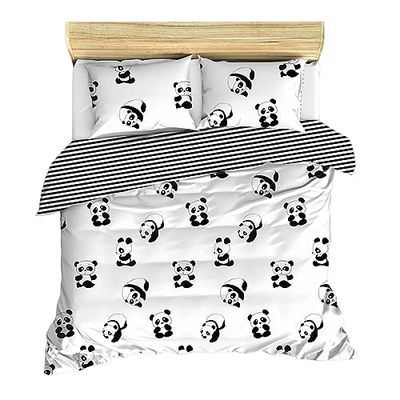 WELL HOME MOBILIARIO & DECORACIÓN Set de Funda nórdica + 2 Fundas Almohada 240x220 Negro&Blanco